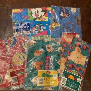 Lot of 5 Vintage New In Package Wrapping Paper